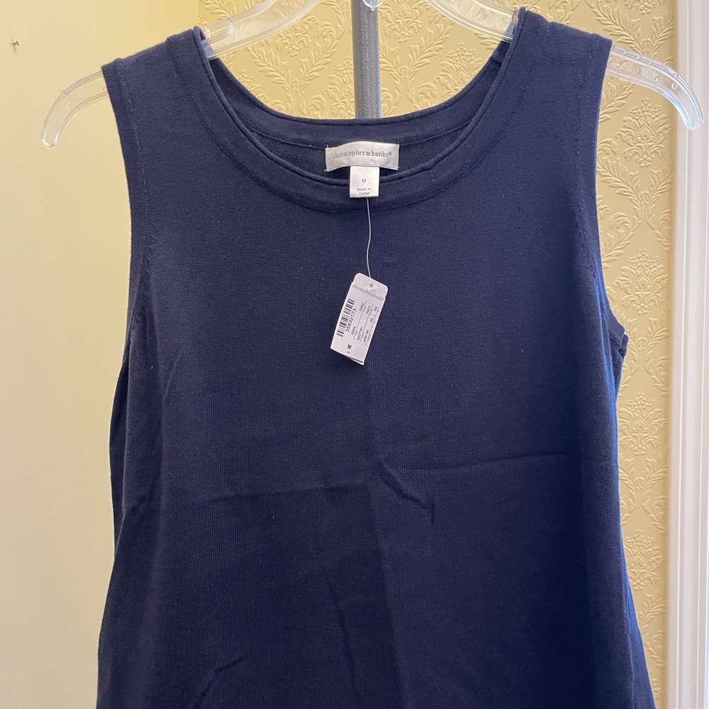 M Christopher and Banks NWT Layering Tank Navy
